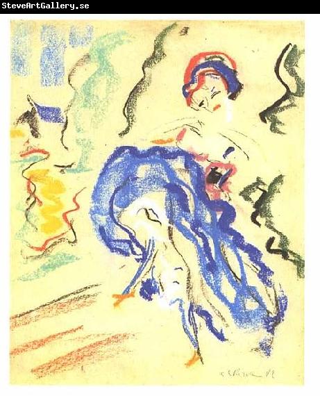 Ernst Ludwig Kirchner Dancer in a blue skirt